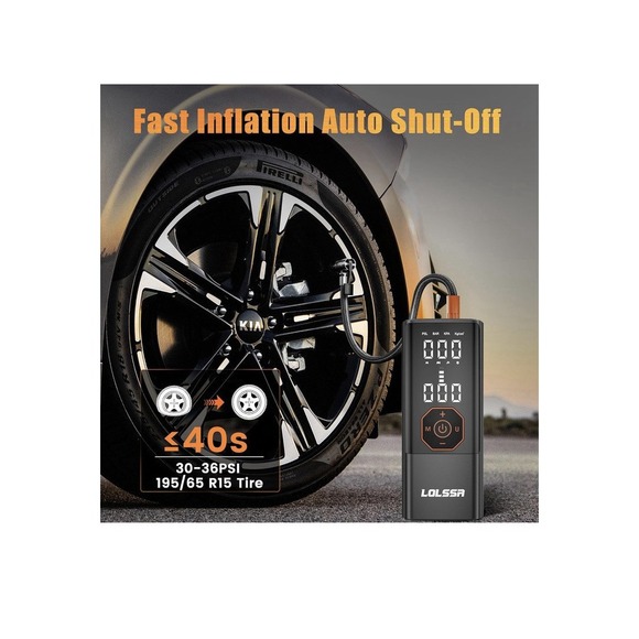 LOLSSA Black Wireless Air Pump Tire Inflator Portable Air Compressor,‎ Black - Picture 1 of 4